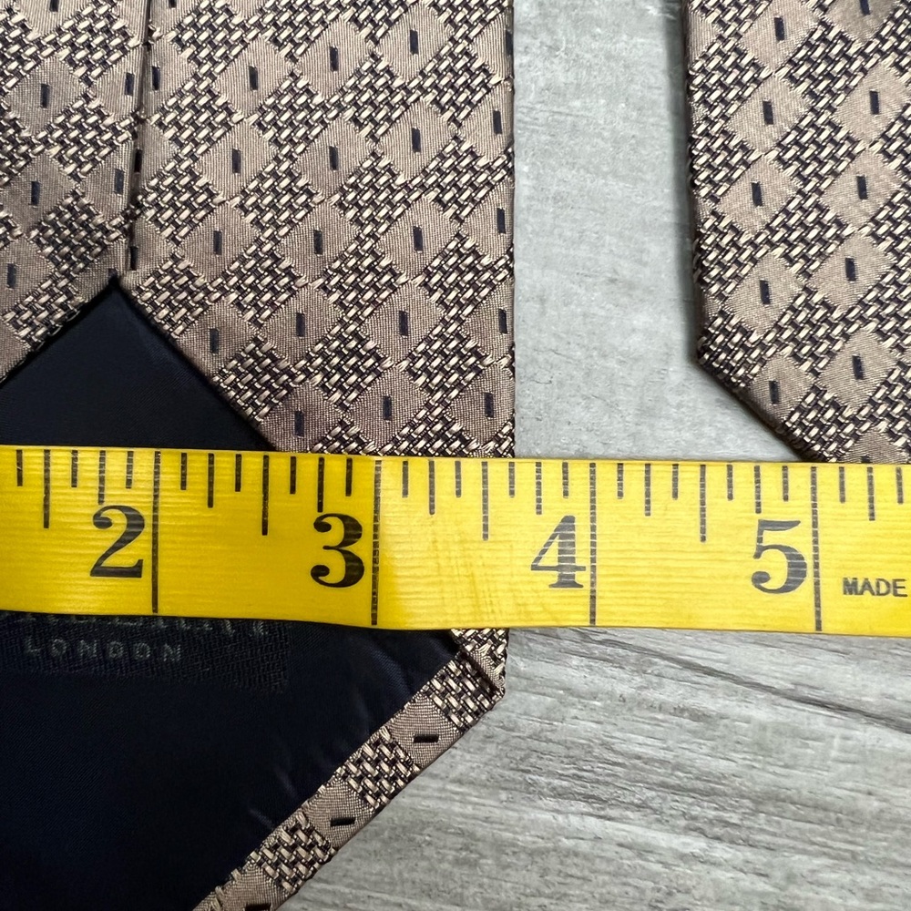 Burberry Taupe w/ Navy Check Silk Tie - Picture 6 of 6